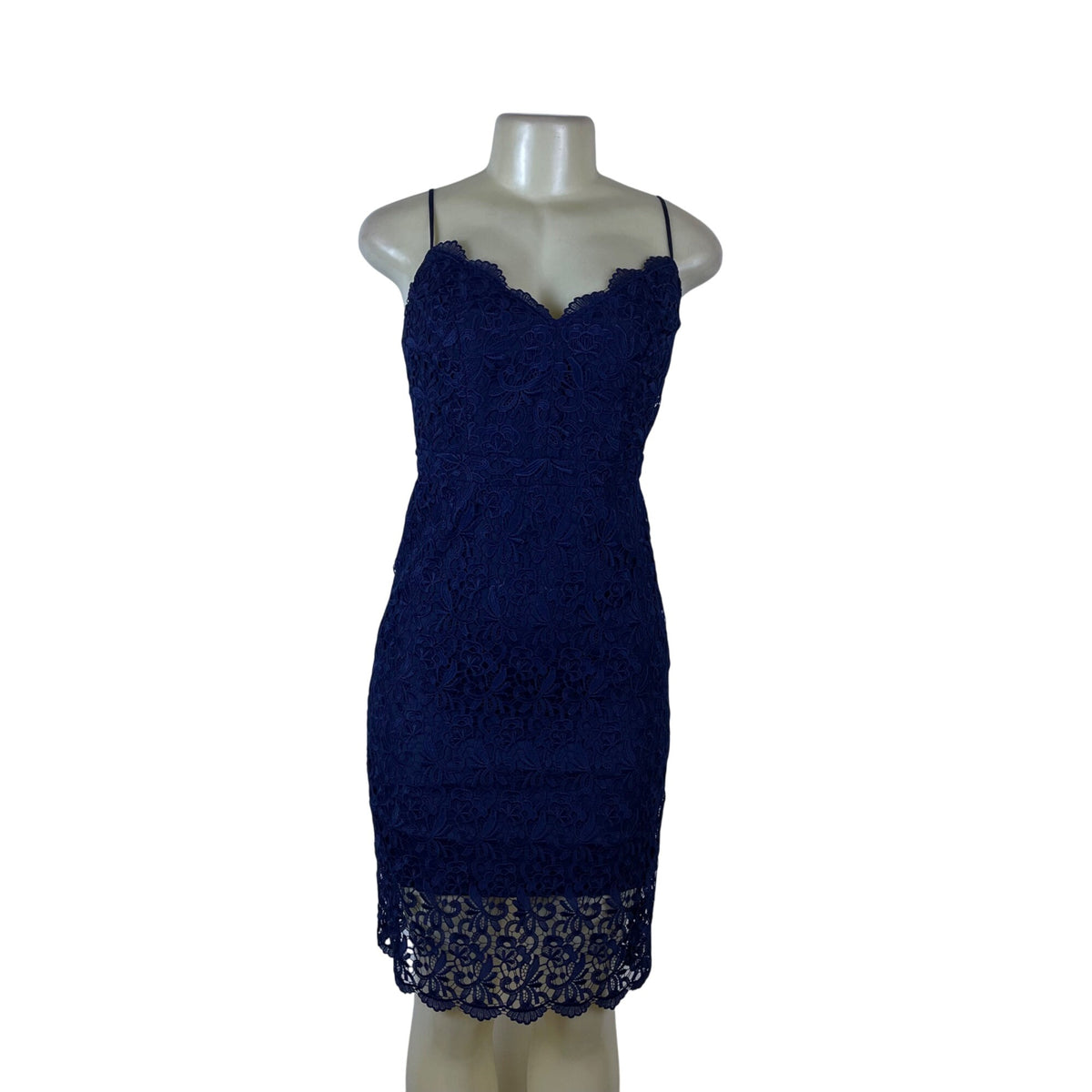 J.Crew Womens Navy Lace Sleeveless Dress Scalloped Hem Slim Fit Size 00