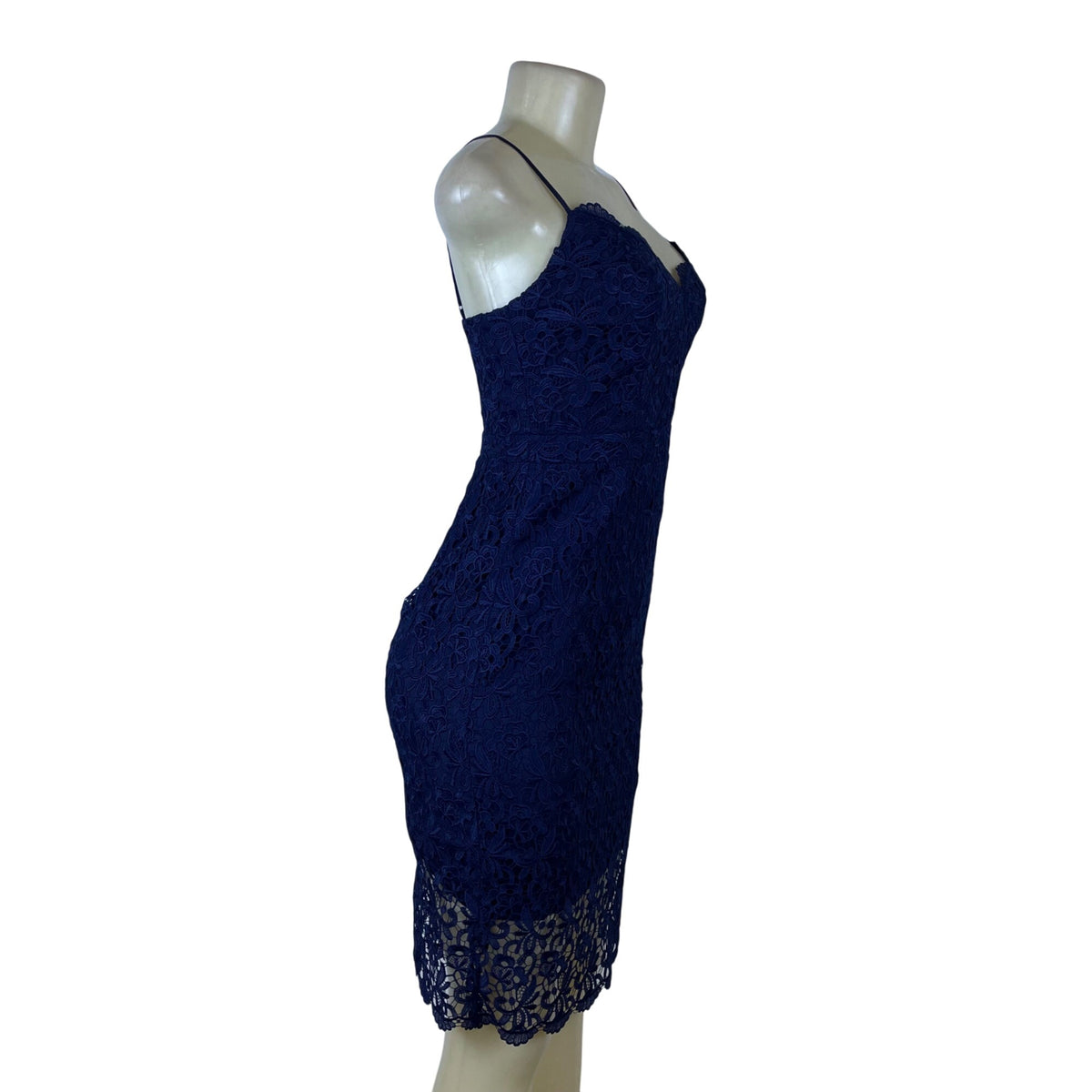 J.Crew Womens Navy Lace Sleeveless Dress Scalloped Hem Slim Fit Size 00