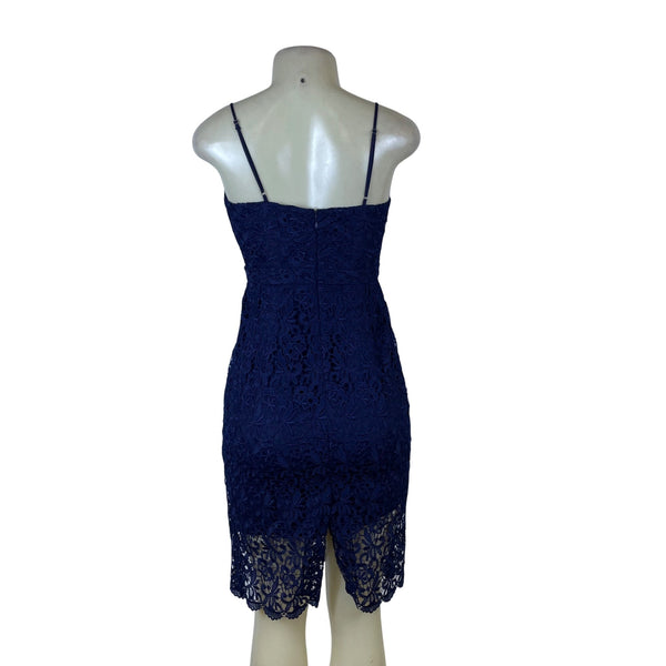 J.Crew Womens Navy Lace Sleeveless Dress Scalloped Hem Slim Fit Size 00