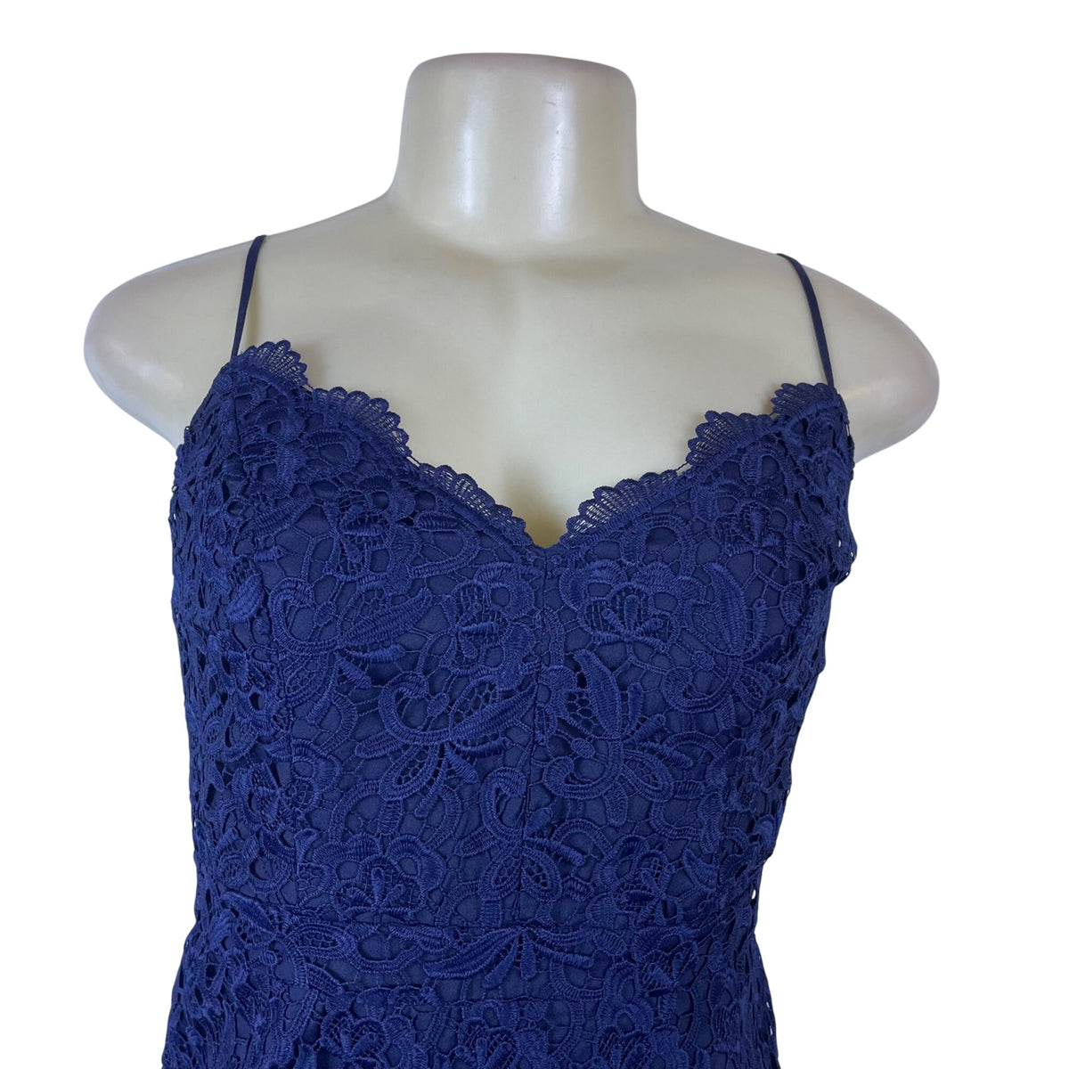 J.Crew Womens Navy Lace Sleeveless Dress Scalloped Hem Slim Fit Size 00