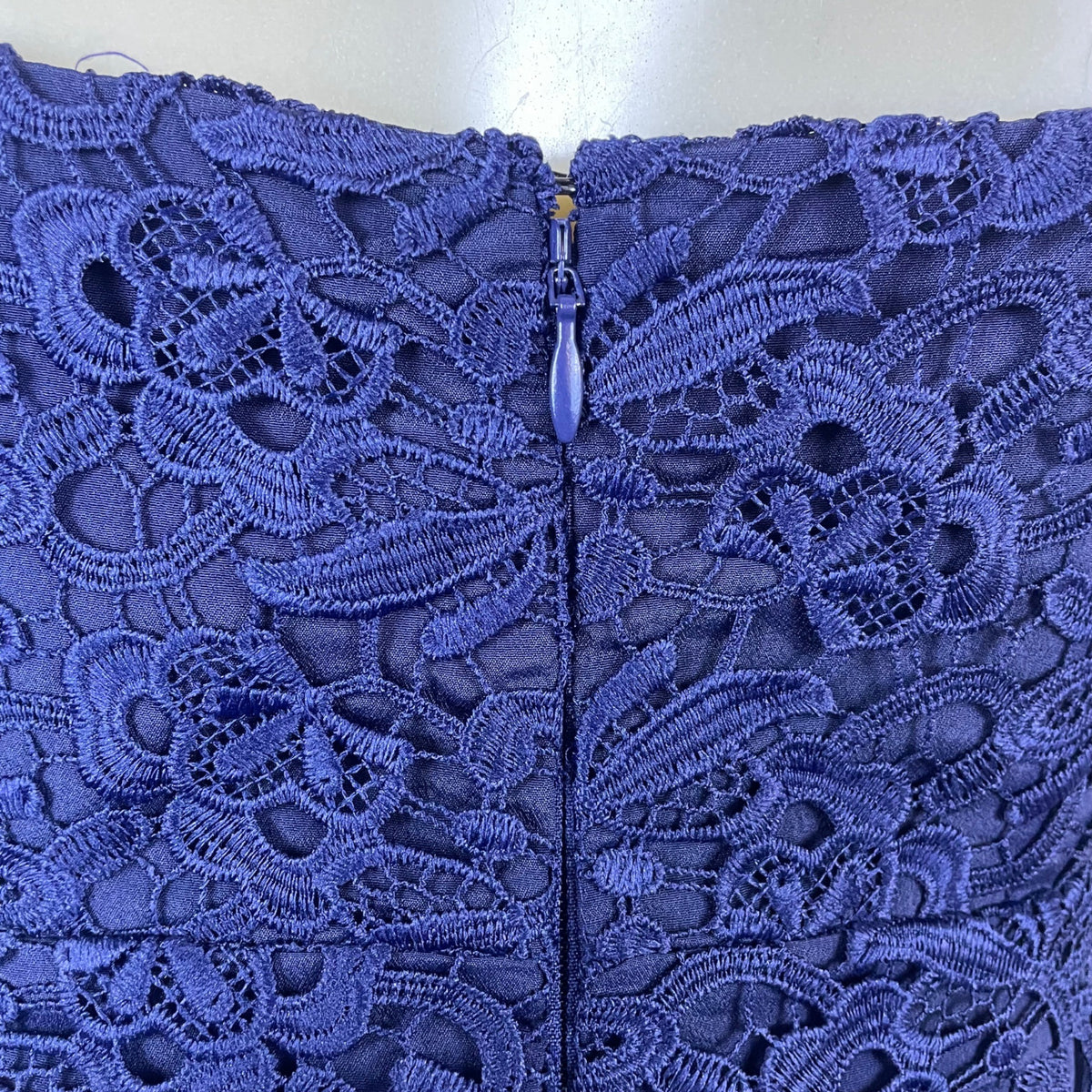 J.Crew Womens Navy Lace Sleeveless Dress Scalloped Hem Slim Fit Size 00