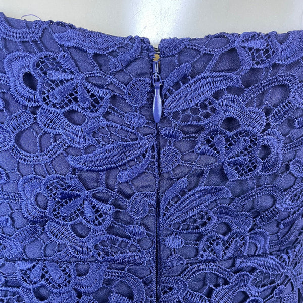 J.Crew Womens Navy Lace Sleeveless Dress Scalloped Hem Slim Fit Size 00