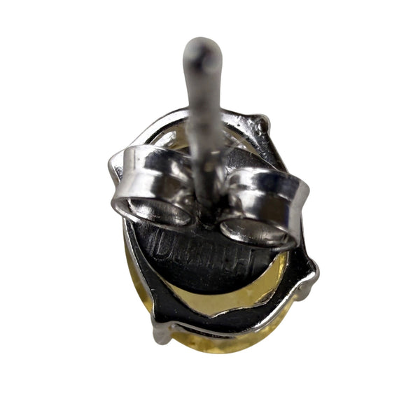 Citrine & Sterling Silver Necklace Earrings Set Thailand  Oval Cut Yellow Gemstones