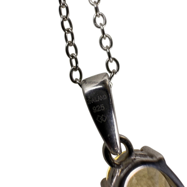 Citrine & Sterling Silver Necklace Earrings Set Thailand  Oval Cut Yellow Gemstones