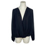 Liberty Love Womens Black Sheer Long Sleeve Wrap Blouse Size S - New