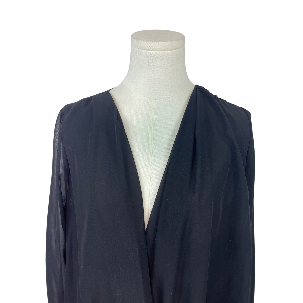 Liberty Love Womens Black Sheer Long Sleeve Wrap Blouse Size S - New