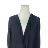 Liberty Love Womens Black Sheer Long Sleeve Wrap Blouse Size S - New