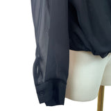 Liberty Love Womens Black Sheer Long Sleeve Wrap Blouse Size S - New