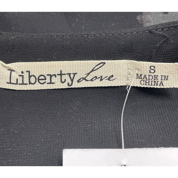 Liberty Love Womens Black Sheer Long Sleeve Wrap Blouse Size S - New