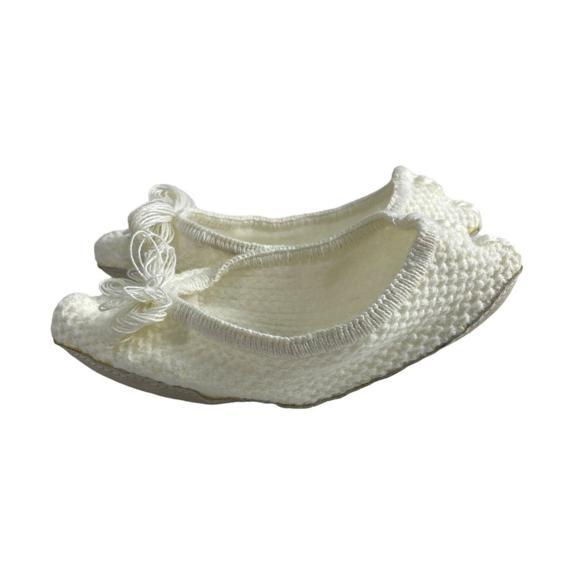DearFoams Youth Girl's White Ballerina Slippers Sz 8-9