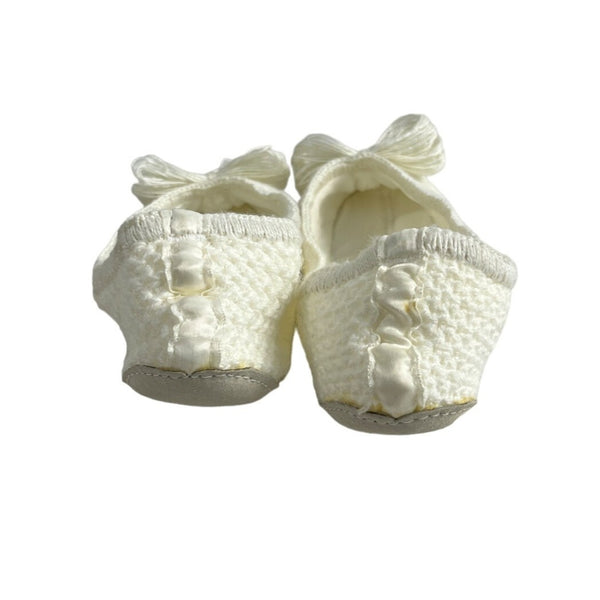 DearFoams Youth Girl's White Ballerina Slippers Sz 8-9