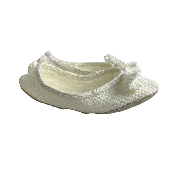DearFoams Youth Girl's White Ballerina Slippers Sz 8-9