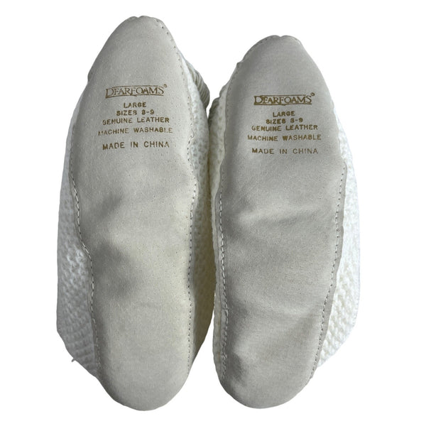DearFoams Youth Girl's White Ballerina Slippers Sz 8-9