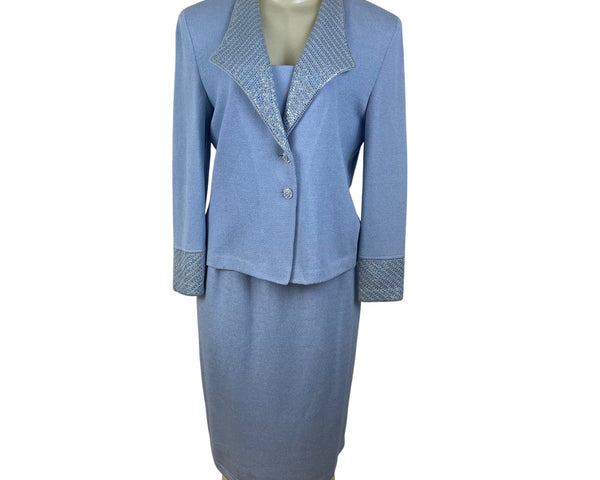 St. John Womens Light Blue Set Blazer Size 6 & Skirt Size 10