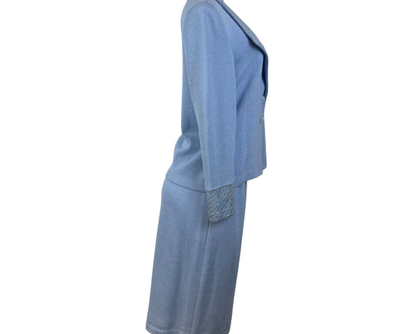 St. John Womens Light Blue Set Blazer Size 6 & Skirt Size 10