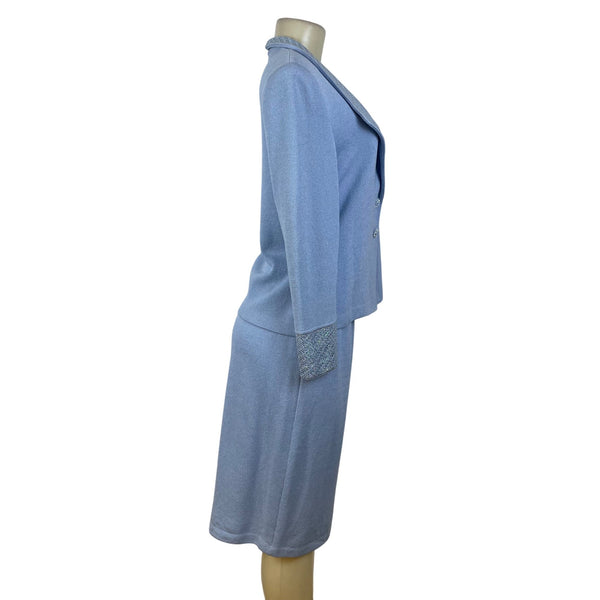 St. John Womens Light Blue Set Blazer Size 6 & Skirt Size 10
