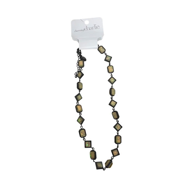 Charming Charlie Women’s Black & Iridescent Metal Geometric Necklace Adjustable Length