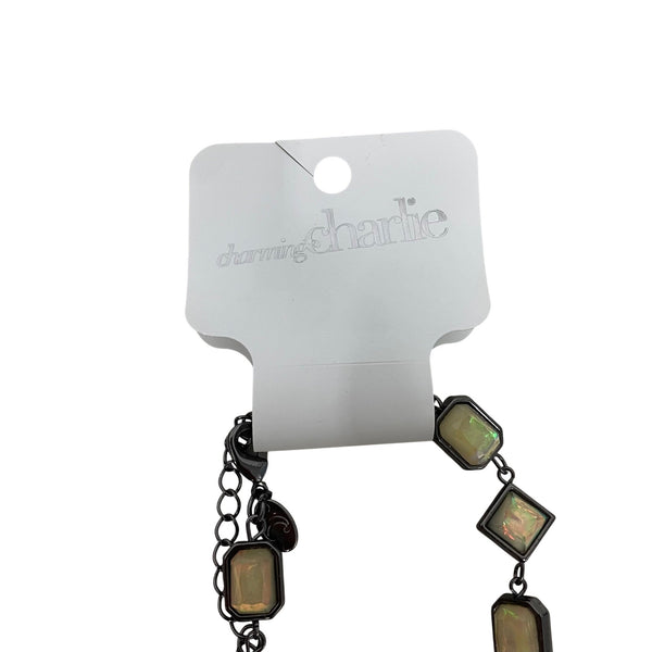 Charming Charlie Women’s Black & Iridescent Metal Geometric Necklace Adjustable Length