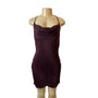 H&M Womens Burgundy Satin Cowl Neck Slip Dress With Strappy Back Sz S - New
