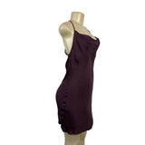 H&M Womens Burgundy Satin Cowl Neck Slip Dress With Strappy Back Sz S - New