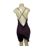 H&M Womens Burgundy Satin Cowl Neck Slip Dress With Strappy Back Sz S - New