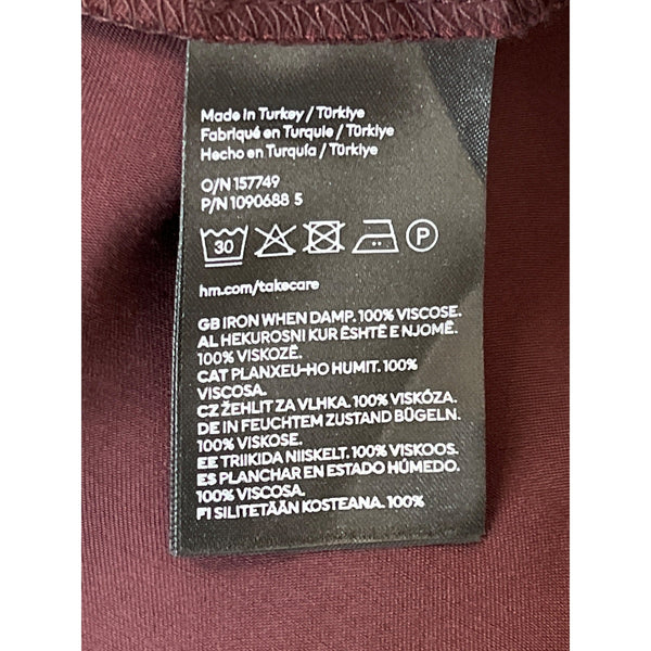 H&M Womens Burgundy Satin Cowl Neck Slip Dress With Strappy Back Sz S - New