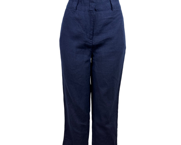 Chicos Womens Linen Blend Navy Blue Cropped Pants Size 6