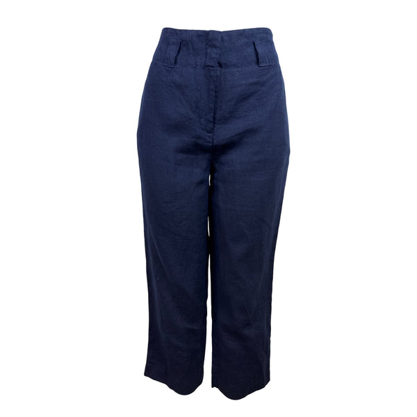Chicos Womens Linen Blend Navy Blue Cropped Pants Size 6