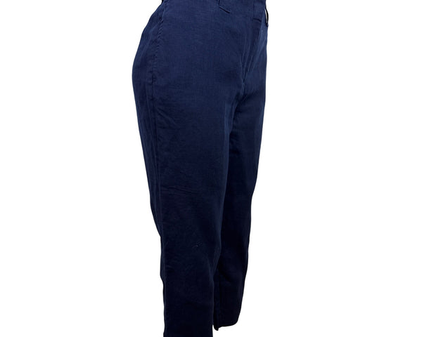 Chicos Womens Linen Blend Navy Blue Cropped Pants Size 6