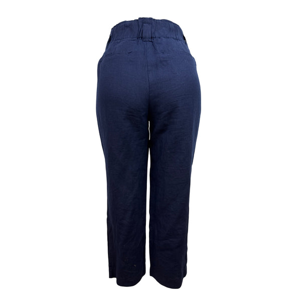 Chicos Womens Linen Blend Navy Blue Cropped Pants Size 6