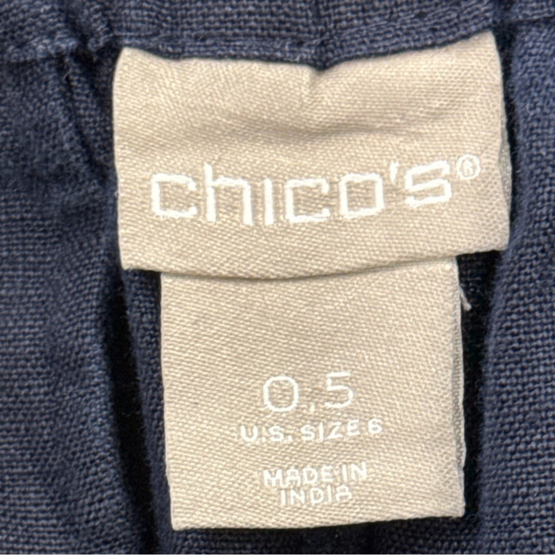 Chicos Womens Linen Blend Navy Blue Cropped Pants Size 6