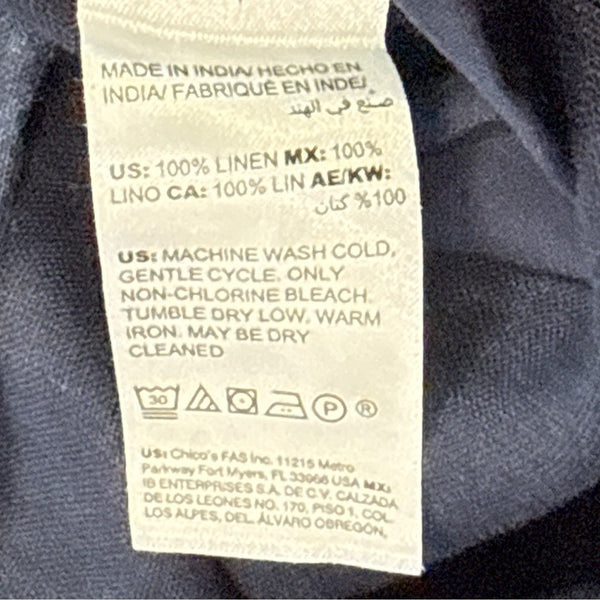 Chicos Womens Linen Blend Navy Blue Cropped Pants Size 6