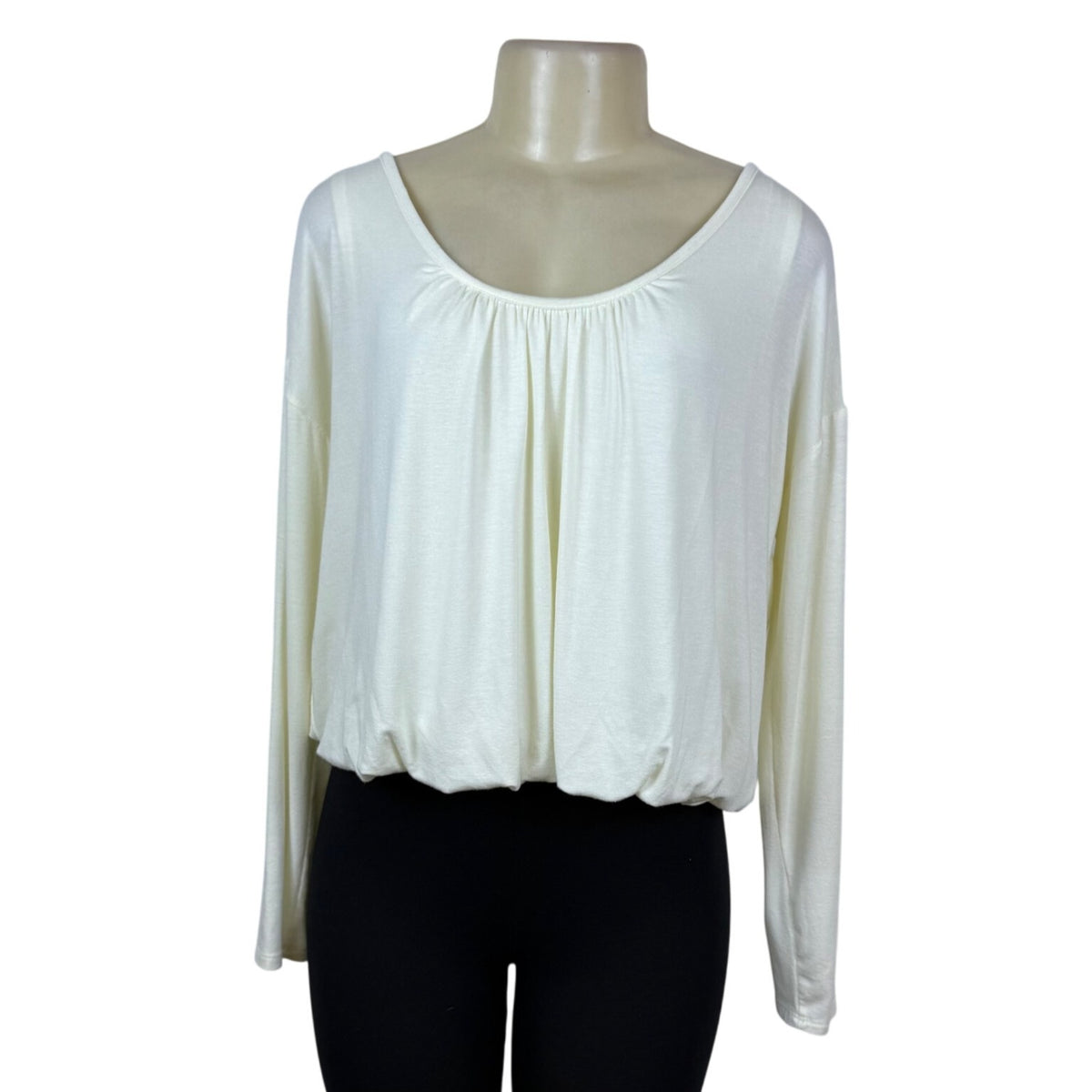 Maeve By Anthropologie Womens Off-White Long Sleeve Loose Fit Top Size M