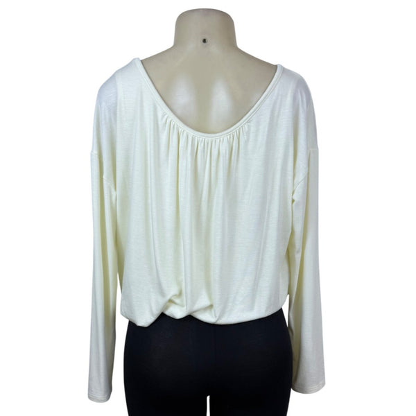 Maeve By Anthropologie Womens Off-White Long Sleeve Loose Fit Top Size M