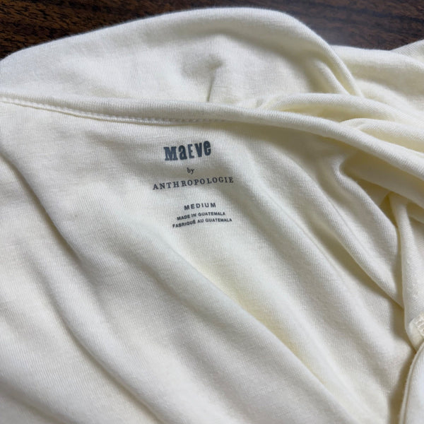 Maeve By Anthropologie Womens Off-White Long Sleeve Loose Fit Top Size M