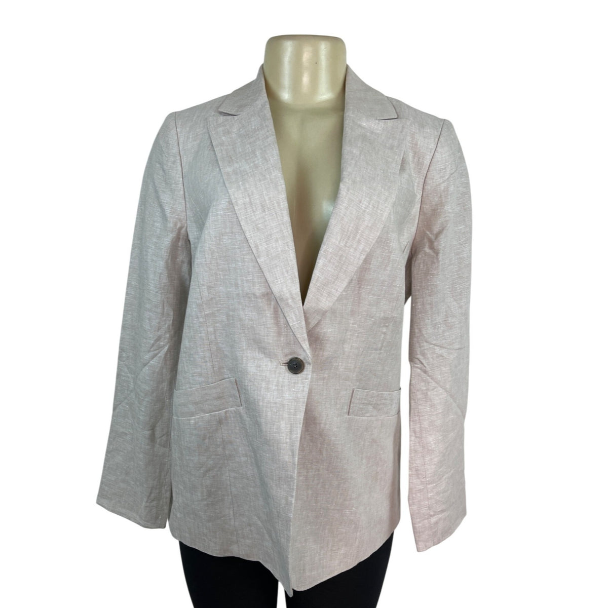 Talbots Women's Beige Linen Blend Blazer Jacket Size 8 Single Button Size 8