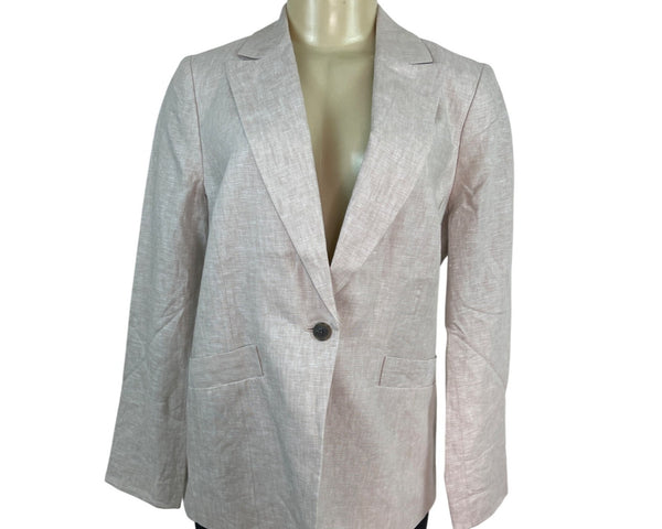 Talbots Womens Beige Linen Blend Blazer Jacket Size 8 Single Button Size 8 - New