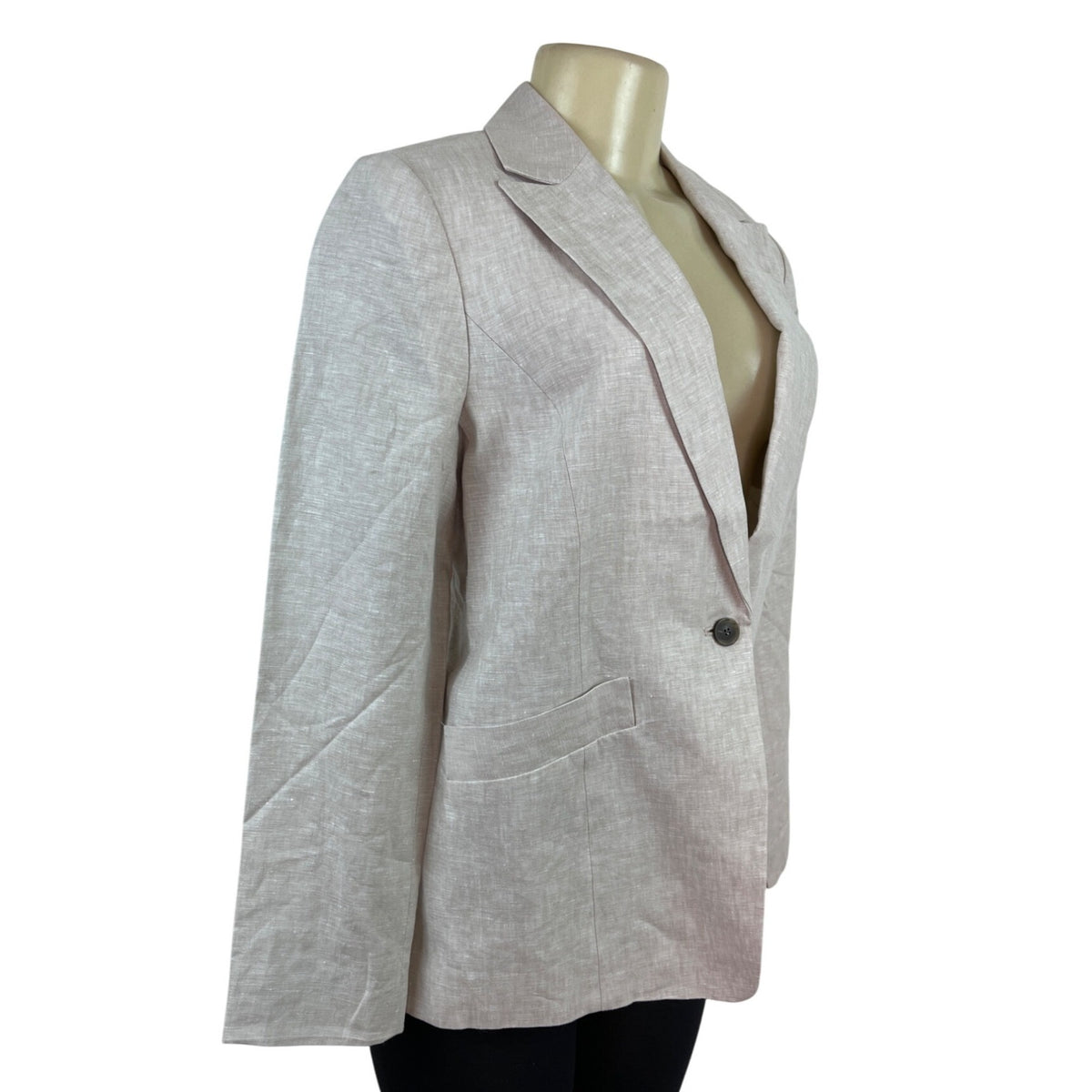 Talbots Women's Beige Linen Blend Blazer Jacket Size 8 Single Button Size 8
