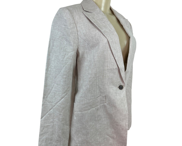 Talbots Womens Beige Linen Blend Blazer Jacket Size 8 Single Button Size 8 - New