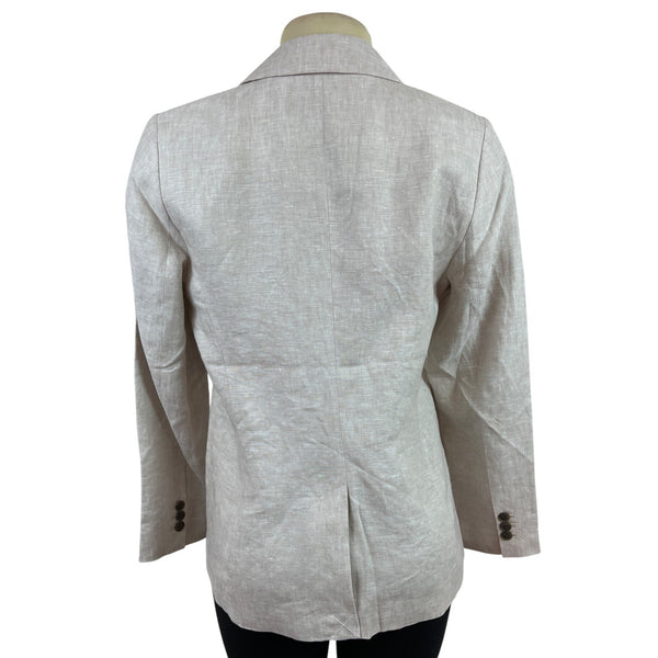 Talbots Women's Beige Linen Blend Blazer Jacket Size 8 Single Button Size 8