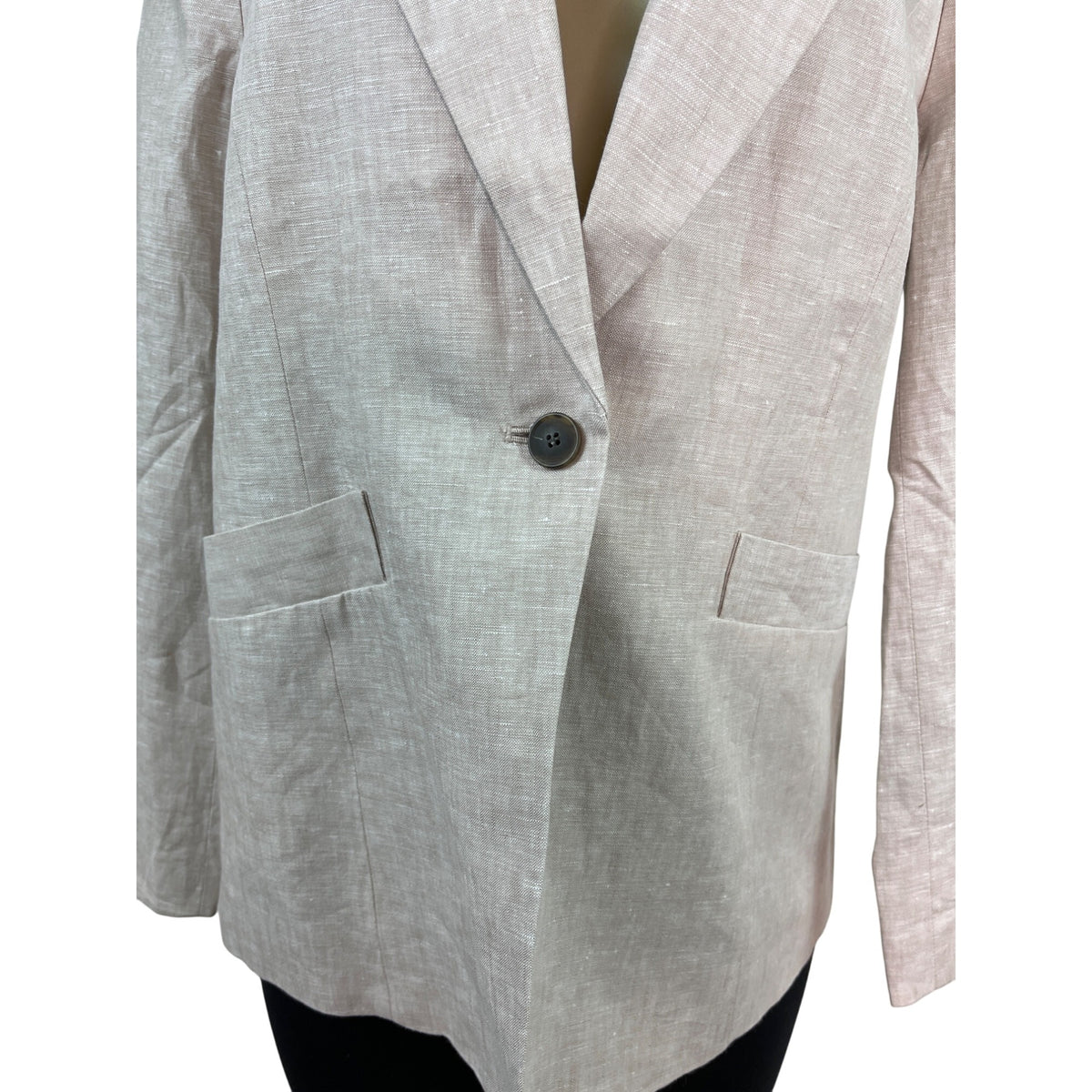 Talbots Women's Beige Linen Blend Blazer Jacket Size 8 Single Button Size 8