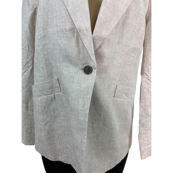 Talbots Women's Beige Linen Blend Blazer Jacket Size 8 Single Button Size 8