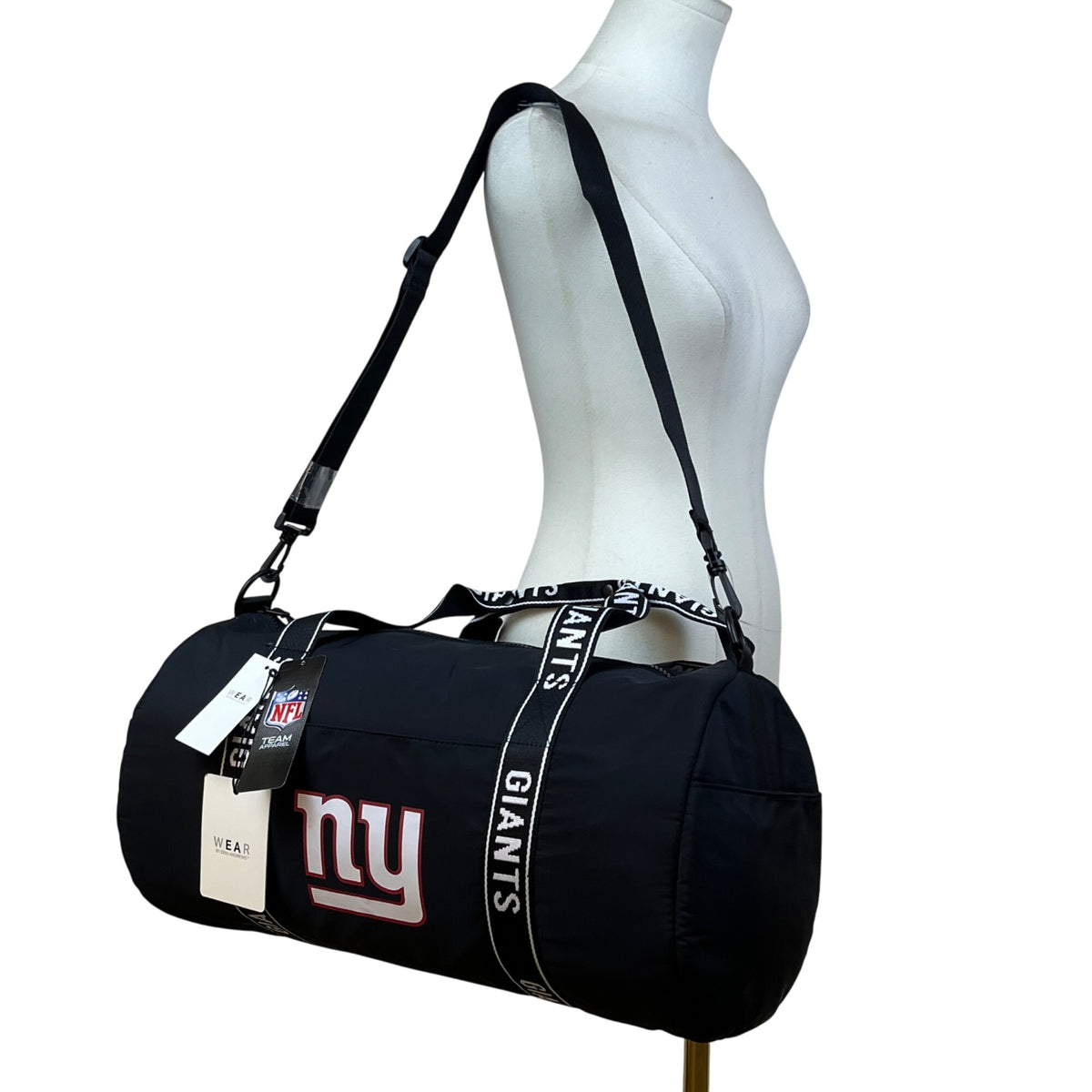 Wear Men’s Black & White  NFL NY Giants Team Logo Branding Travel Duffel Bag