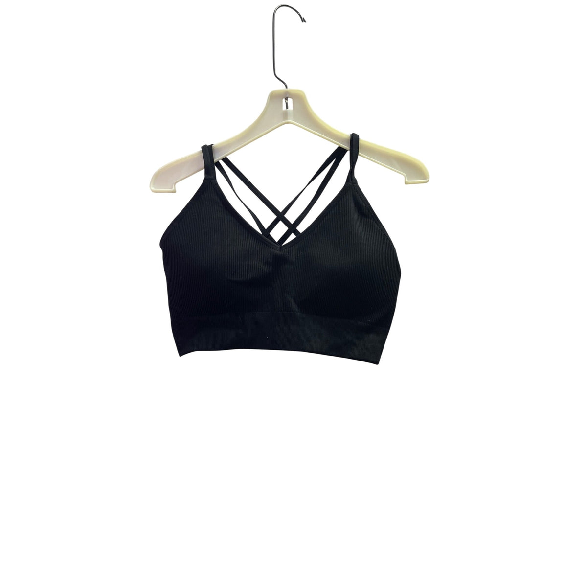 Aerie Womens Black Ribbed Strappy Back Sports Bra XXL Lightweight Stretchy Lounge