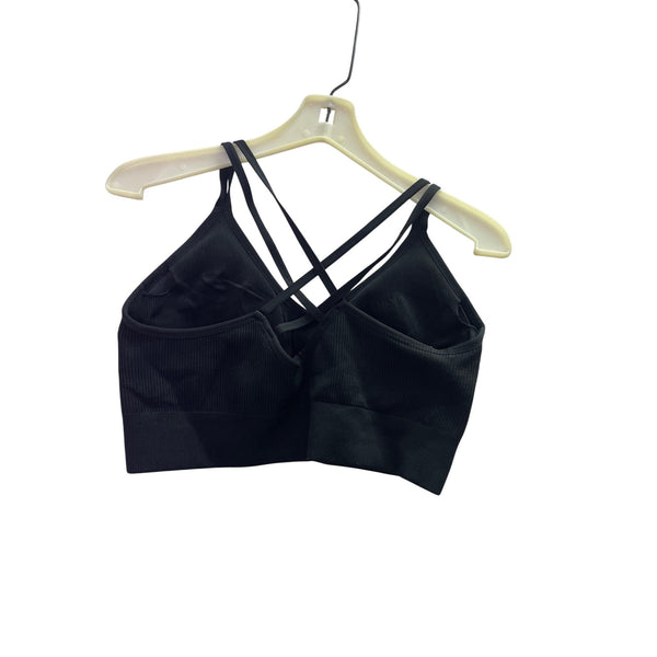 Aerie Womens Black Ribbed Strappy Back Sports Bra XXL Lightweight Stretchy Lounge