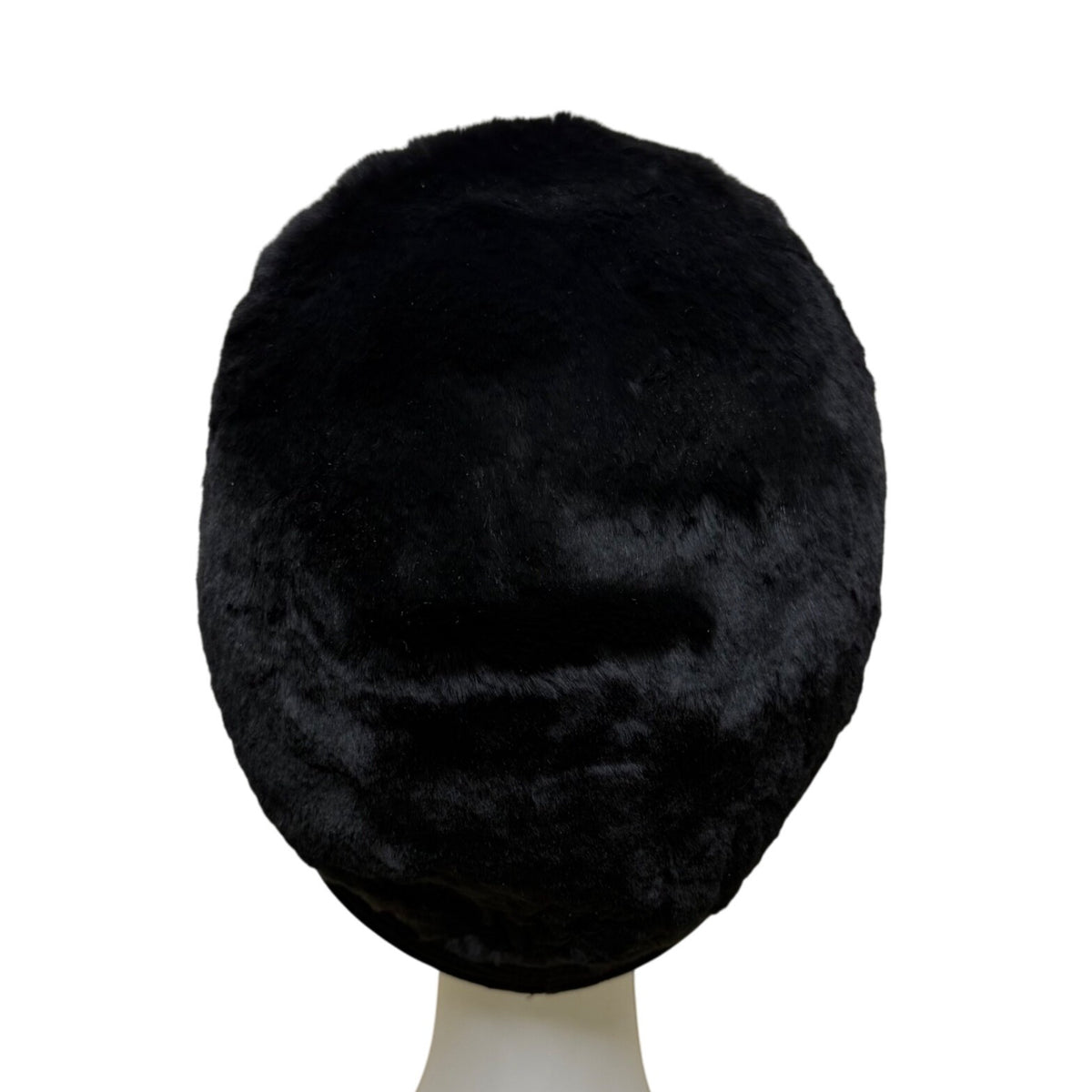Saks Fifth Avenue 1960s Womens Black Faux Fur Cloche Hat With Bow Red Lining