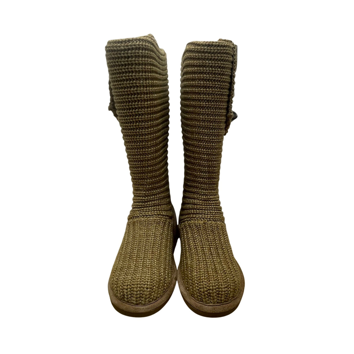 Bearpaw Women’s Brown Knit Sheepskin TPR Outsole Anastasia Tall Boots Sz 8