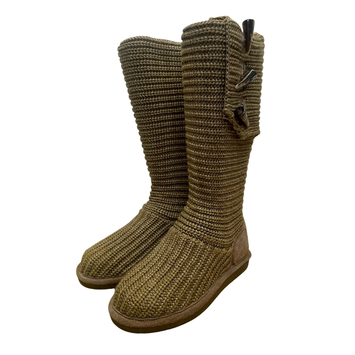 Bearpaw Women’s Brown Knit Sheepskin TPR Outsole Anastasia Tall Boots Sz 8