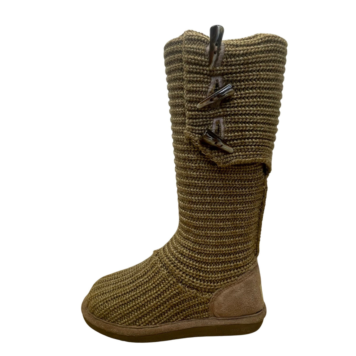 Bearpaw Women’s Brown Knit Sheepskin TPR Outsole Anastasia Tall Boots Sz 8