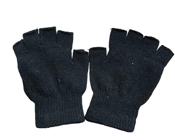 Black Knit Fingerless Convertible Gloves Mittens Adults